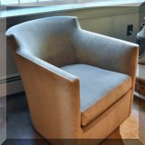 F44. Pair of Bright Eno highback swivel lounge chairs 28”h x 25”w x 32”d 